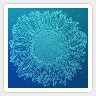 Aqua Blue Sunflower Sticker